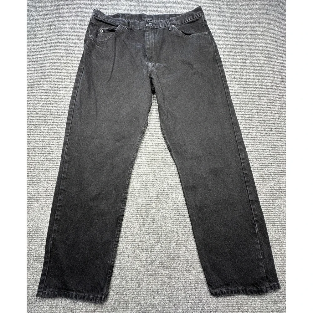 Wrangler Authentic Jeans Mens 38x30 Black Relaxed‎ Straight Denim Casual